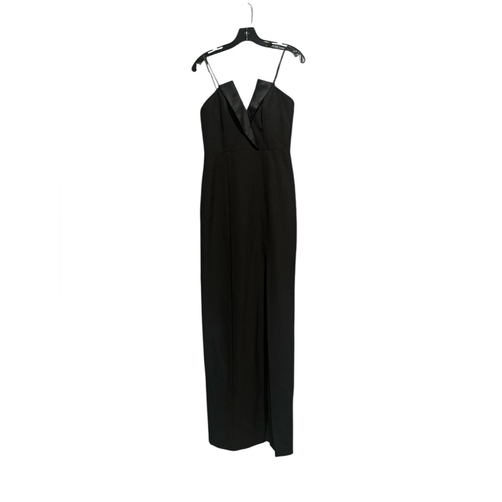 Liv Foster Stretch Crepe Strapless Long Tuxedo Column Gown Black Dress  Size 2 - Picture 3 of 5